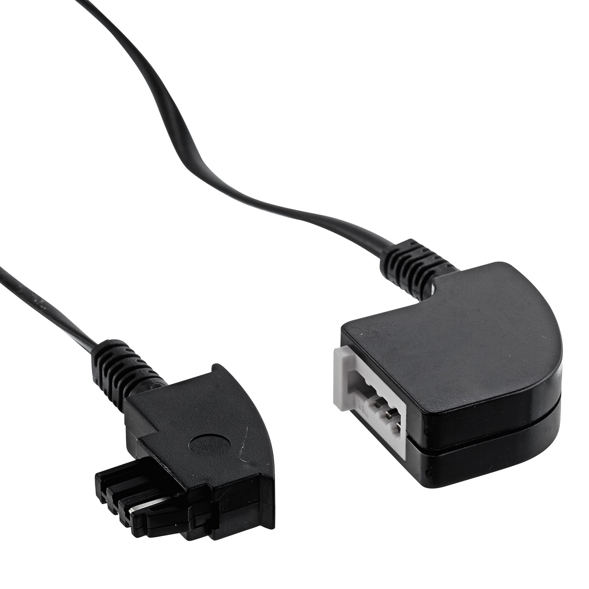Schwarzes Telefon-Verlängerungskabel mit TAE-Stecker