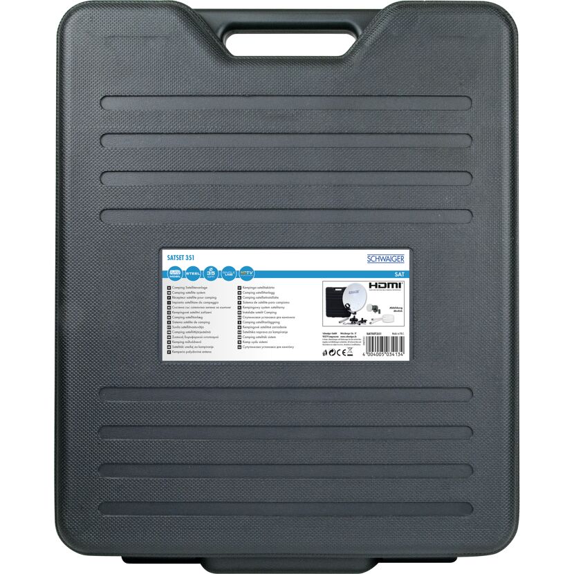 Schwarze Transportbox für SAT Anlage