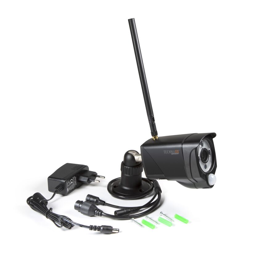 Überwachungskamera mit Zubehör und Antenne