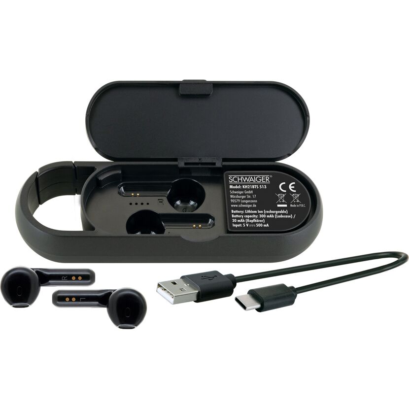 Bluetooth In-Ear-Kopfhörer schwarz mit TWS