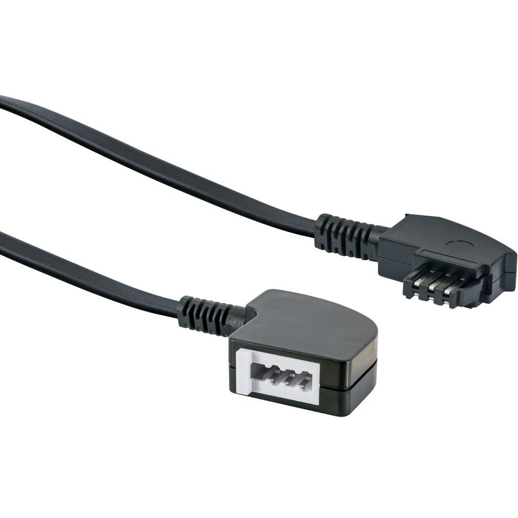 Schwarzes Telefon-Verlängerungskabel mit TAE-Stecker