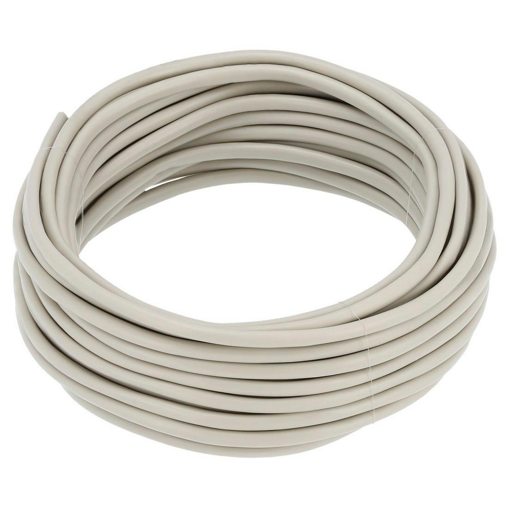 Beigefarbenes Telefonkabel, aufgerollt.