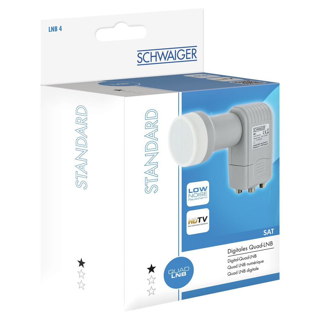 Quad LNB von Schwaiger in Verpackung
