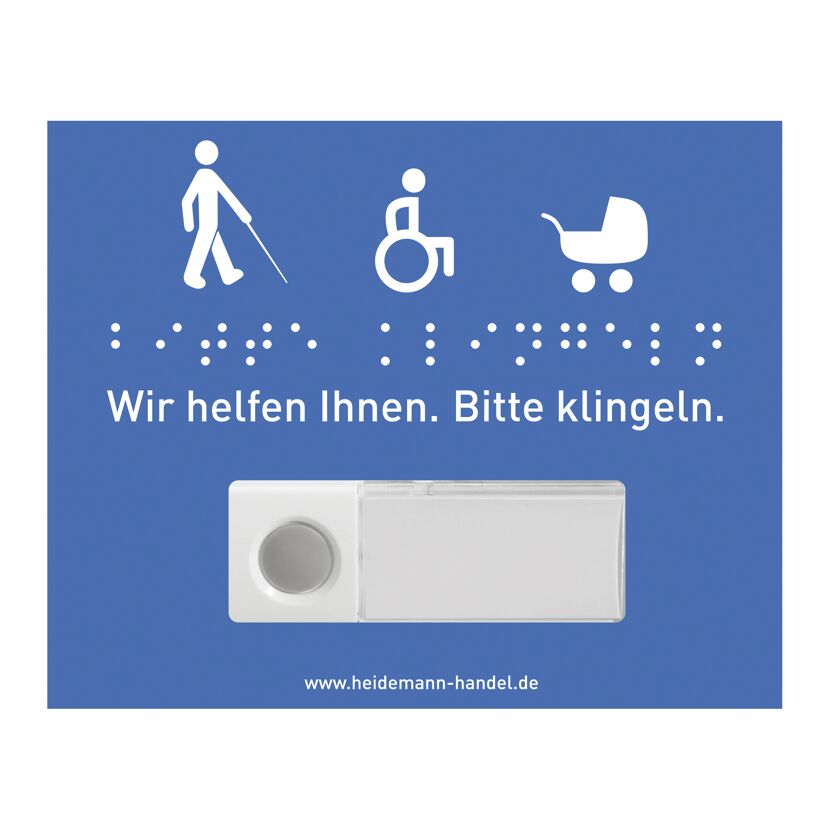 Schild mit Klingel für Personen mit Behinderung