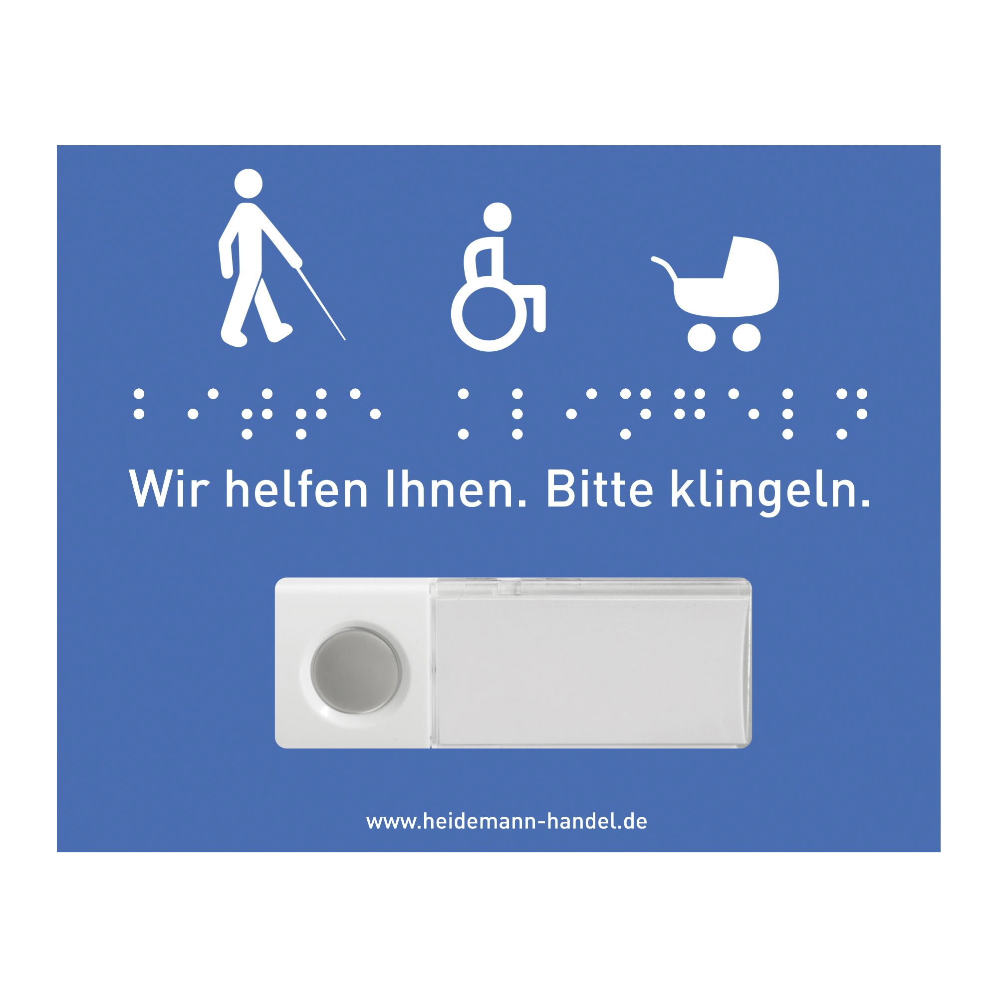 Schild mit Klingel für Personen mit Behinderung
