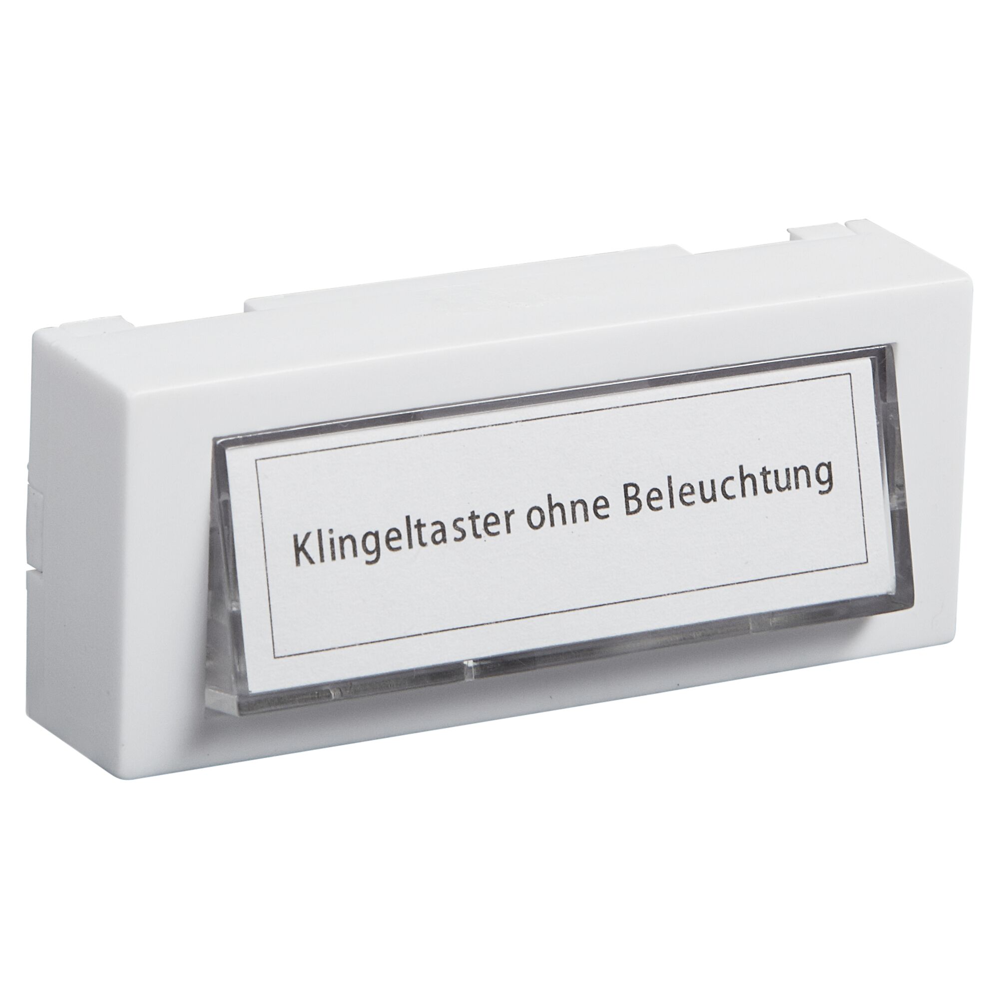 Weiße Klingelplatte mit Aufschrift 'Klingeltaster ohne Beleuchtung'