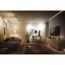 Wohnzimmer mit LED-Beleuchtung und Fernseher an der Wand