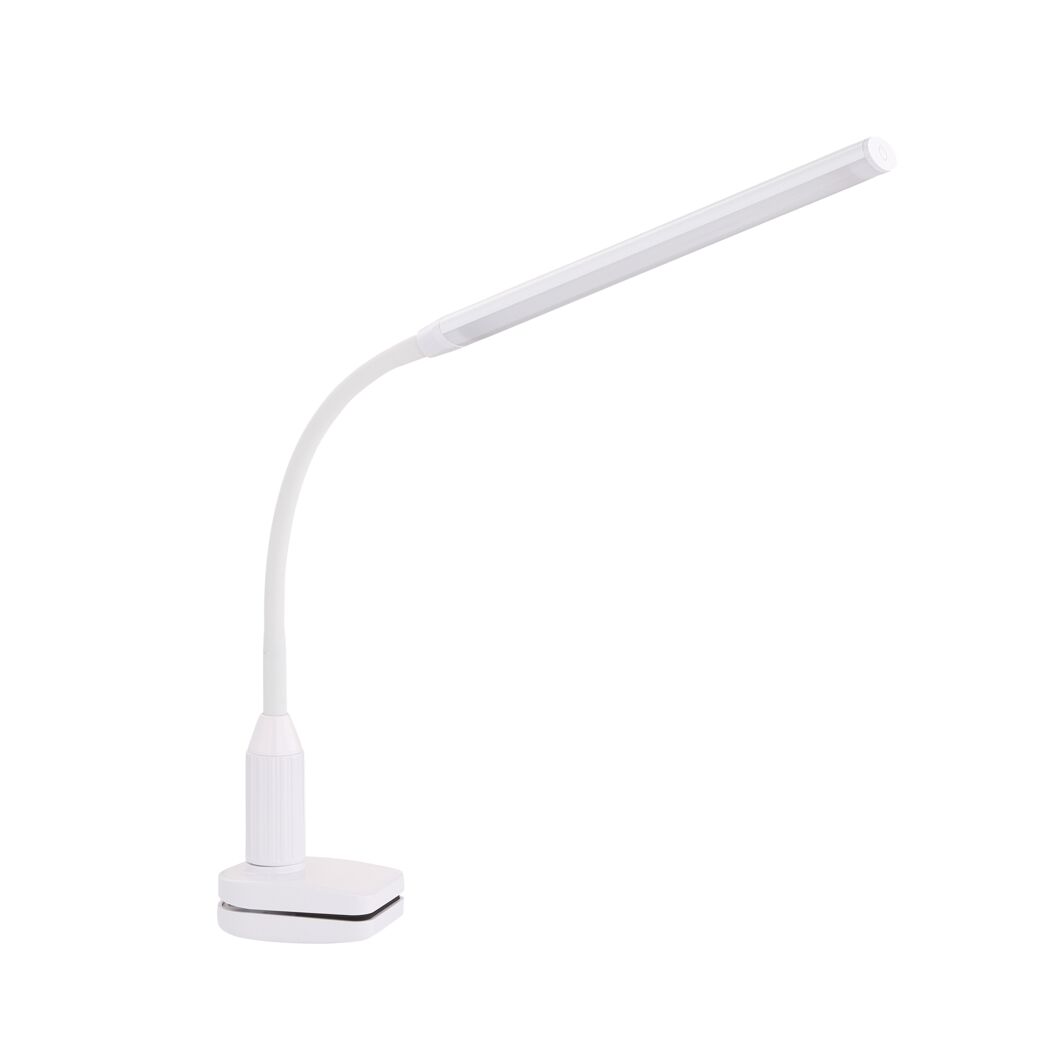 Weiße Klemmleuchte Laroa mit LED und Touch