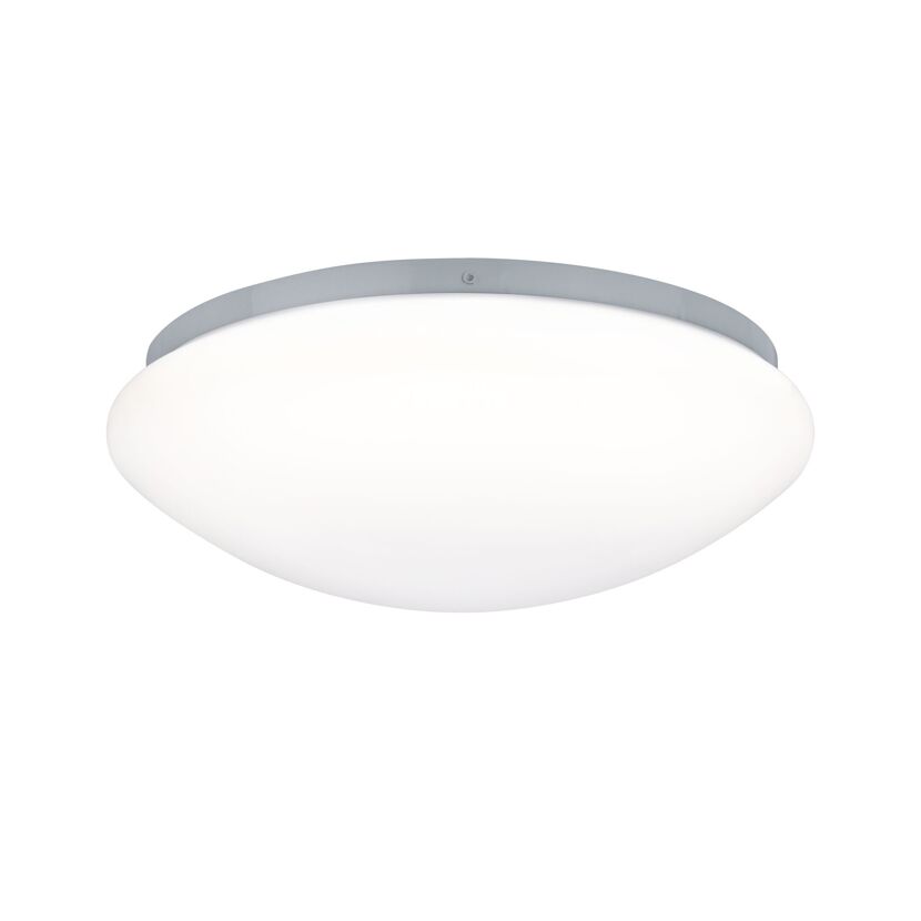 Weiße LED-Deckenleuchte 'Leonis' mit grauem Rand.
