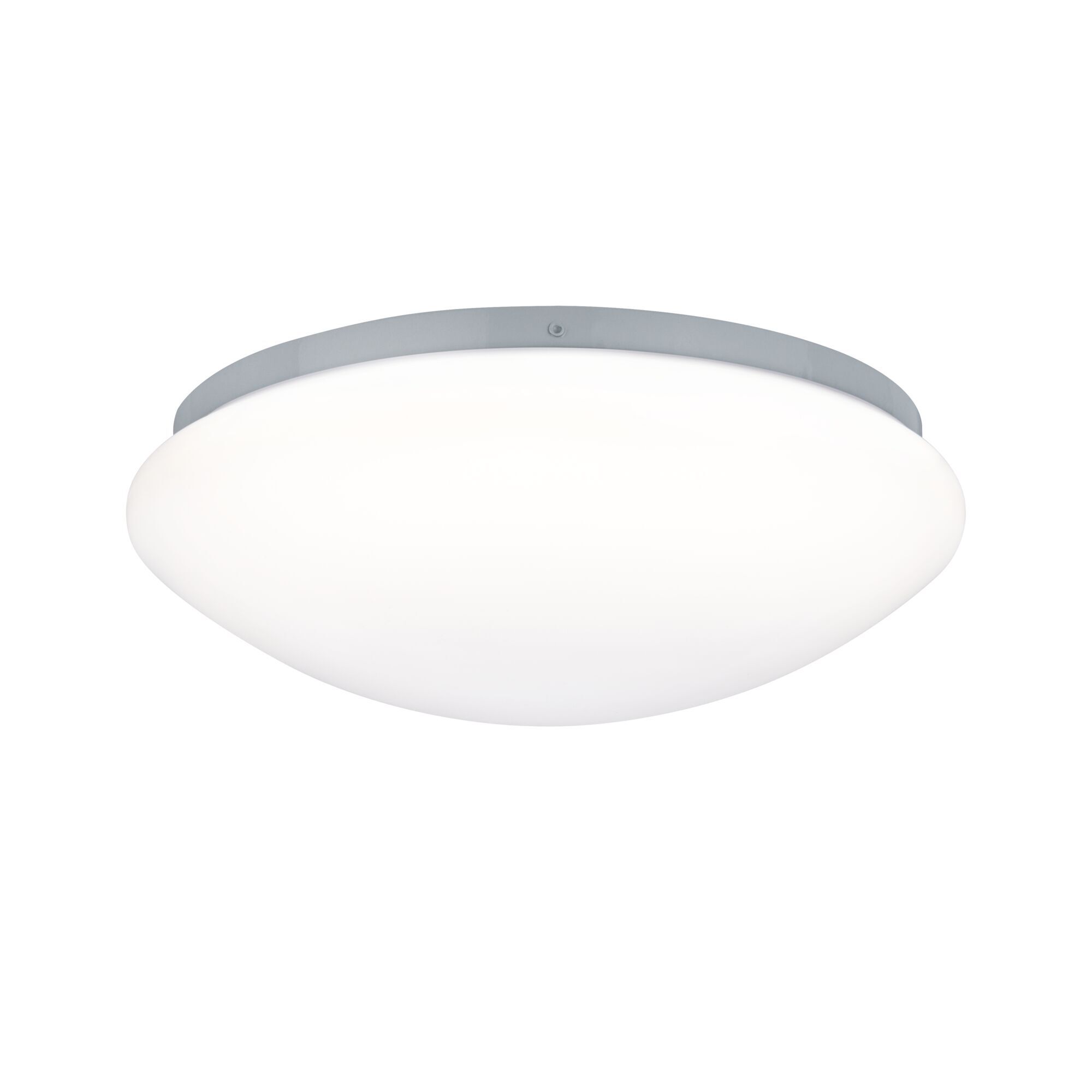 Weiße LED-Deckenleuchte 'Leonis' mit grauem Rand.