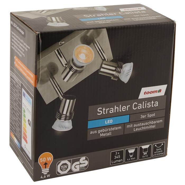 toom led strahler calista mit 3 spots