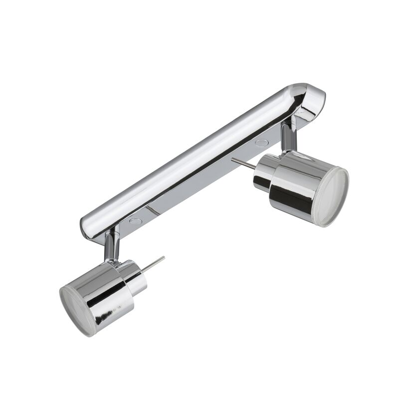 Chromfarbener LED-Spot mit zwei Strahlern