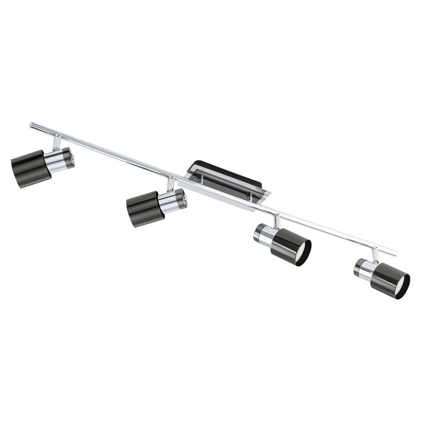 Vierflammiger LED-Strahler Davida in Chrom und Schwarz