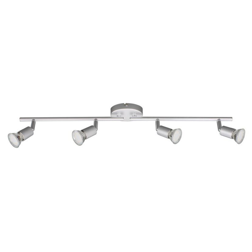 Silberfarbener LED-Strahler mit vier Spots