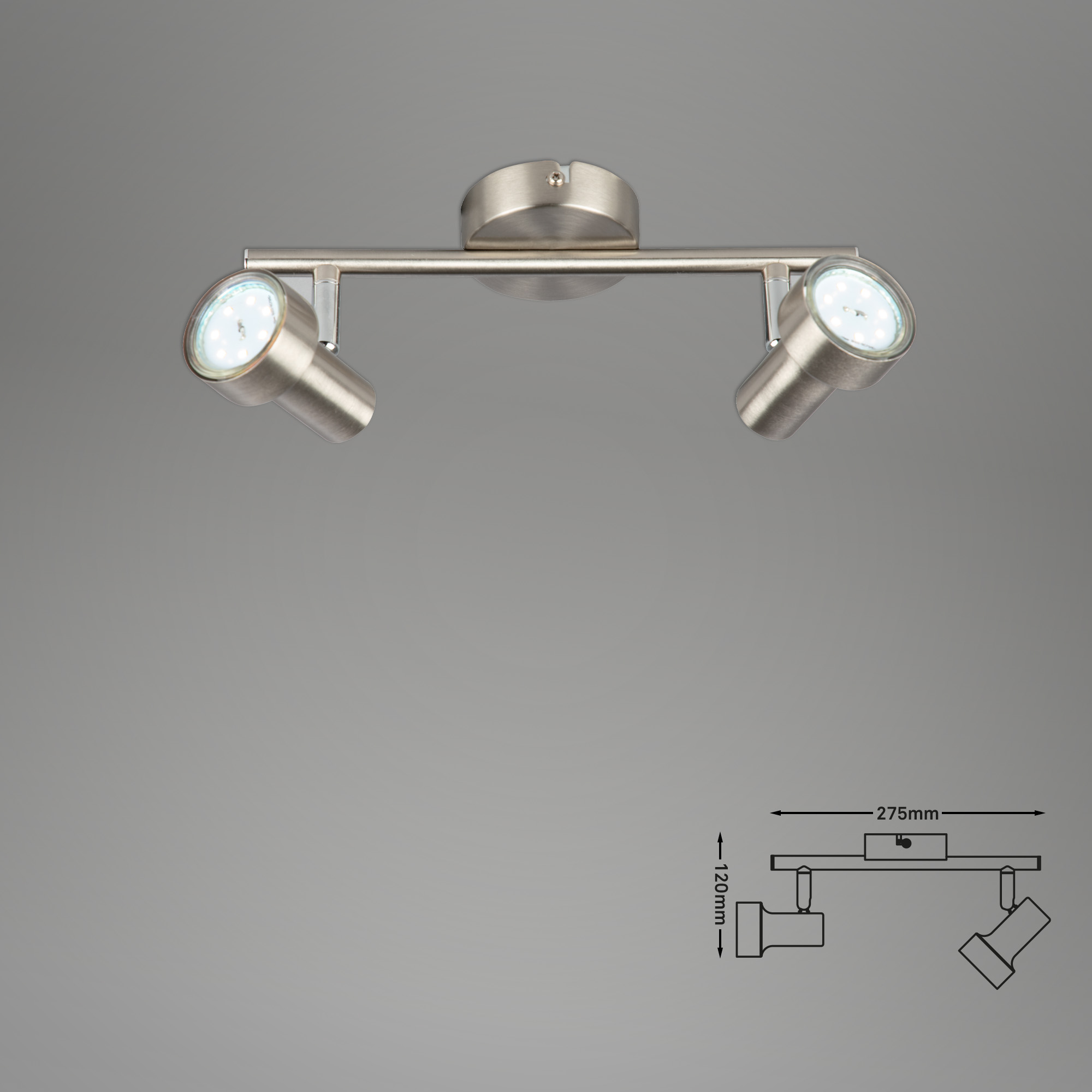 LED-Strahler 'Sub' nickelfarben 2-flammig
