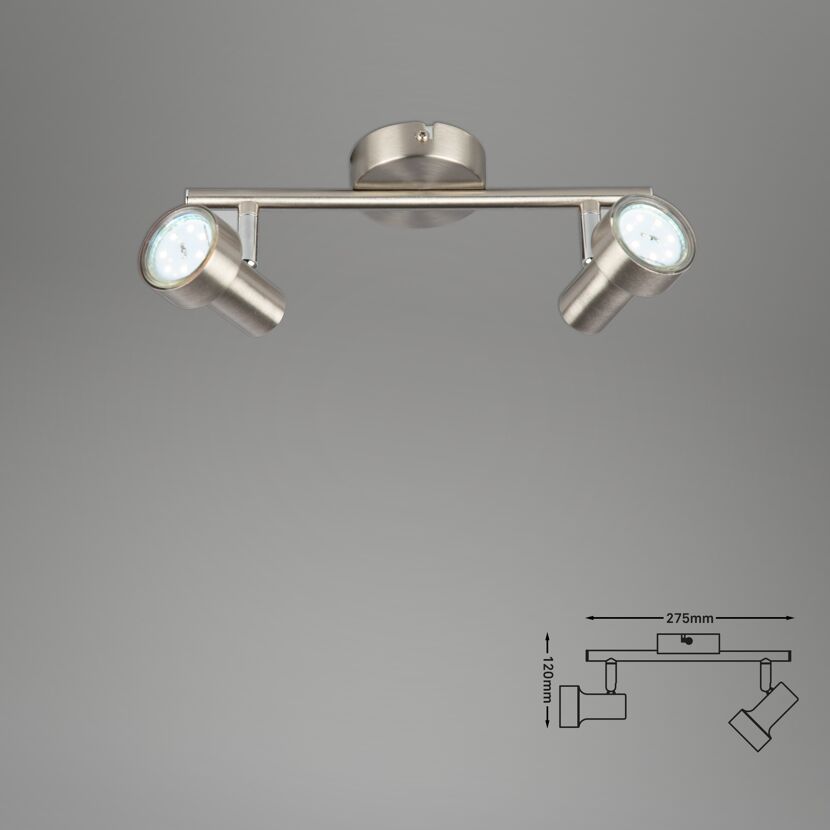 LED-Strahler 'Sub' nickelfarben 2-flammig