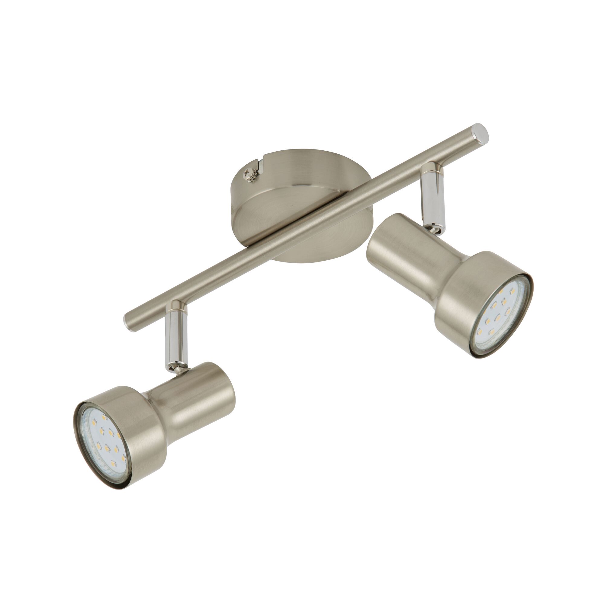 Nickel-farbener LED-Strahler Sub, zweiflammig.