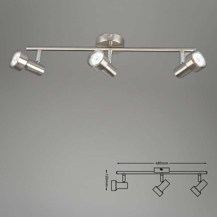 LED-Strahler 'Sub' nickelfarben 3-flammig
