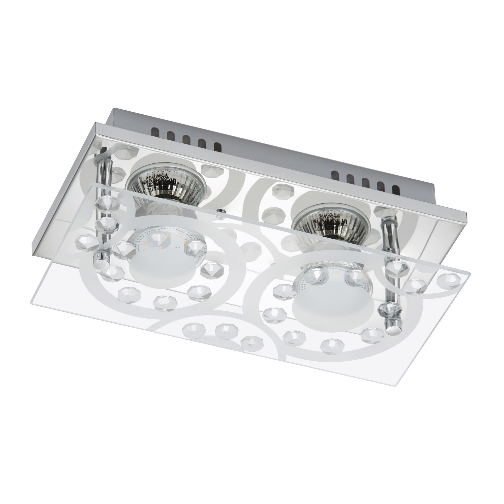 Deckenleuchte Chrom mit Glas und Kristall