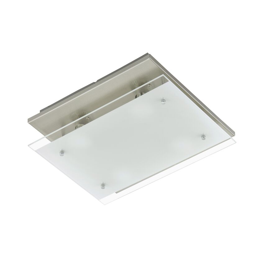 Nickel Deckenleuchte mit Milchglas