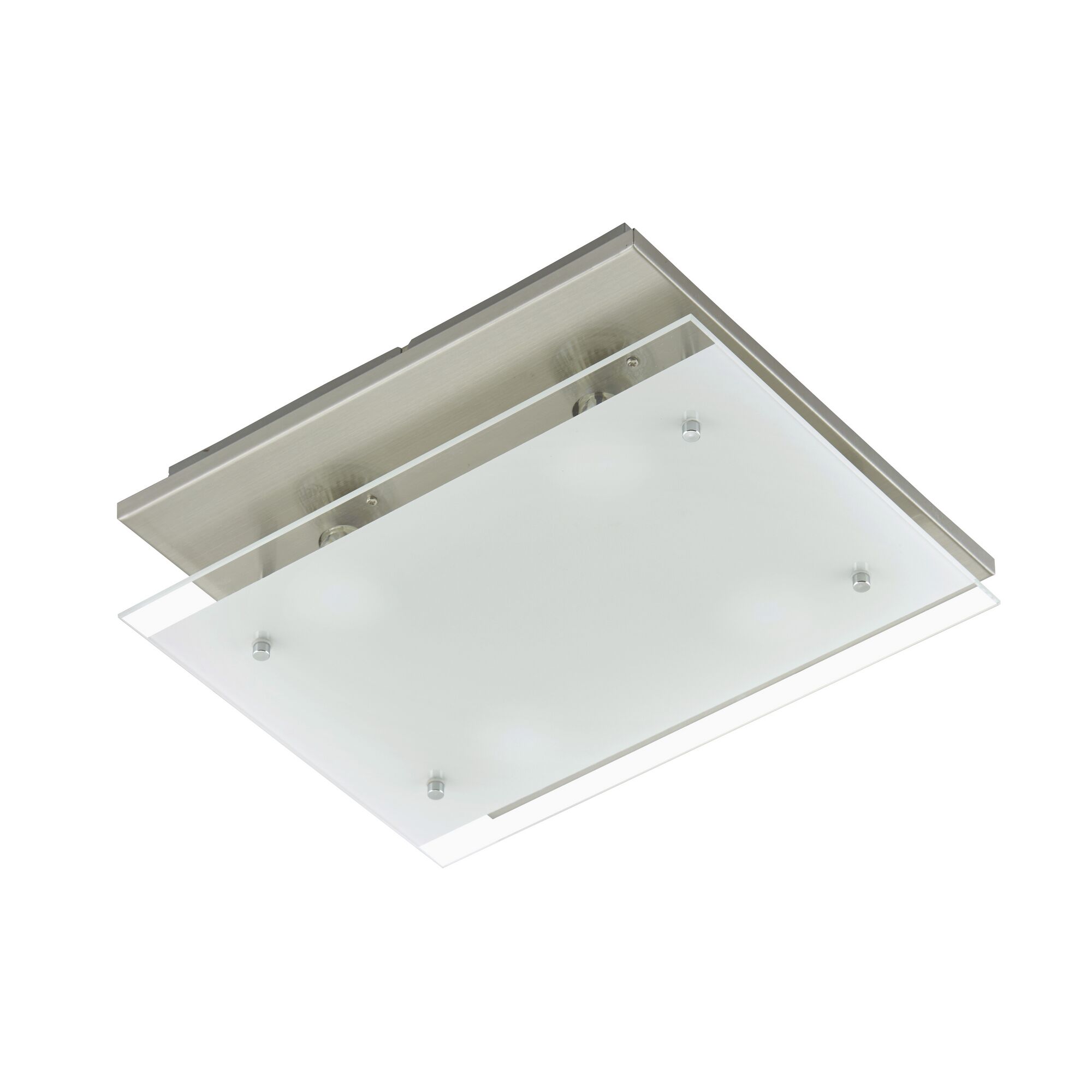 Nickel Deckenleuchte mit Milchglas