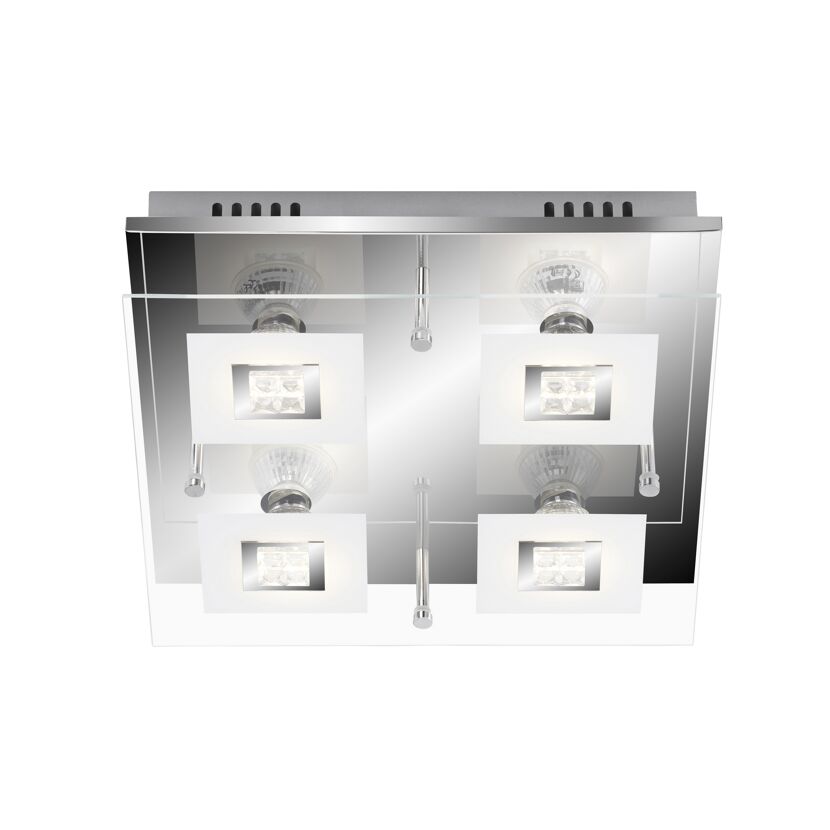 Deckenleuchte Chrom mit vier LED-Leuchten