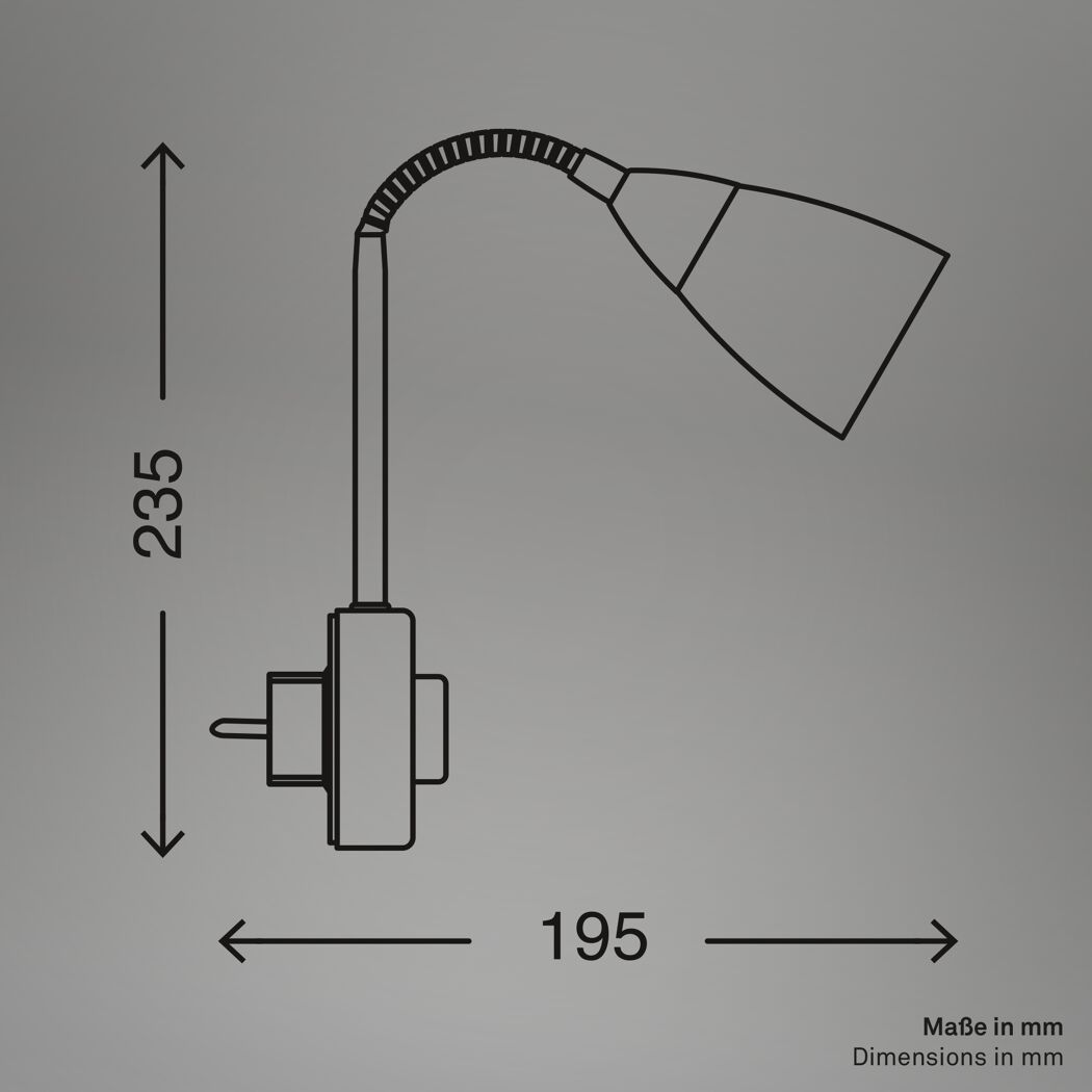 Steckerlampe 'Fiche' dimmbar E14 25 W 23,5 cm