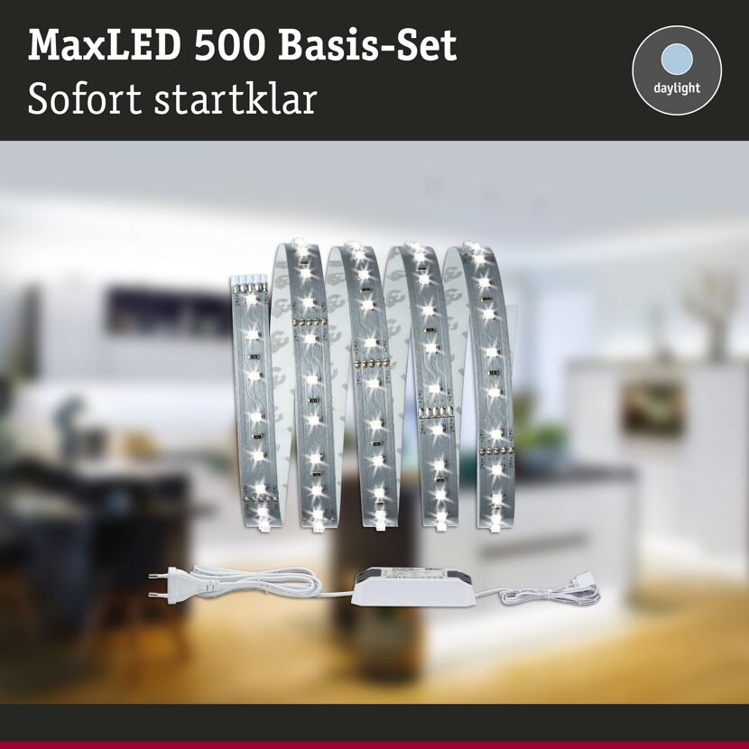 Function MaxLED 500 Basisset 1,5m Tageslichtweiß 8,5 W 230/24 V 20 VA Silber