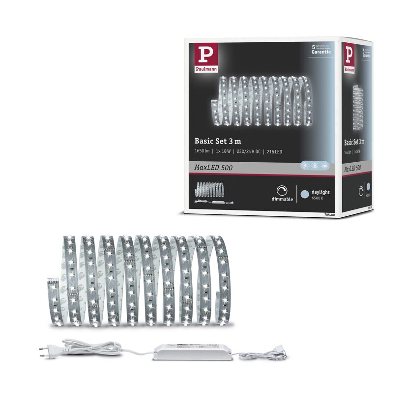 Function MaxLED 500 Basisset 3m Tageslichtweiß 17 W 230/24 V 36 VA Silber