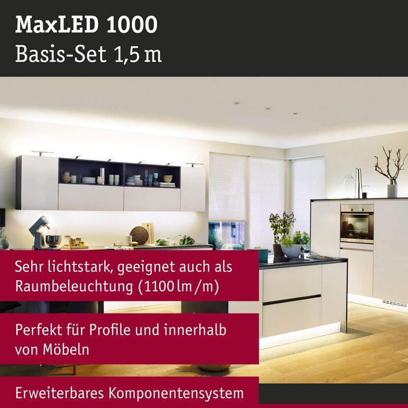 Function MaxLED 1000 Basisset 1,5 m Warmweiß 20 W 230/24 V 60 VA Silber