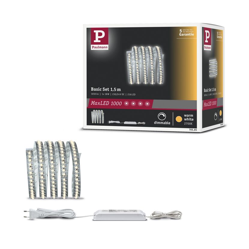 Function MaxLED 1000 Basisset 1,5 m Warmweiß 20 W 230/24 V 60 VA Silber