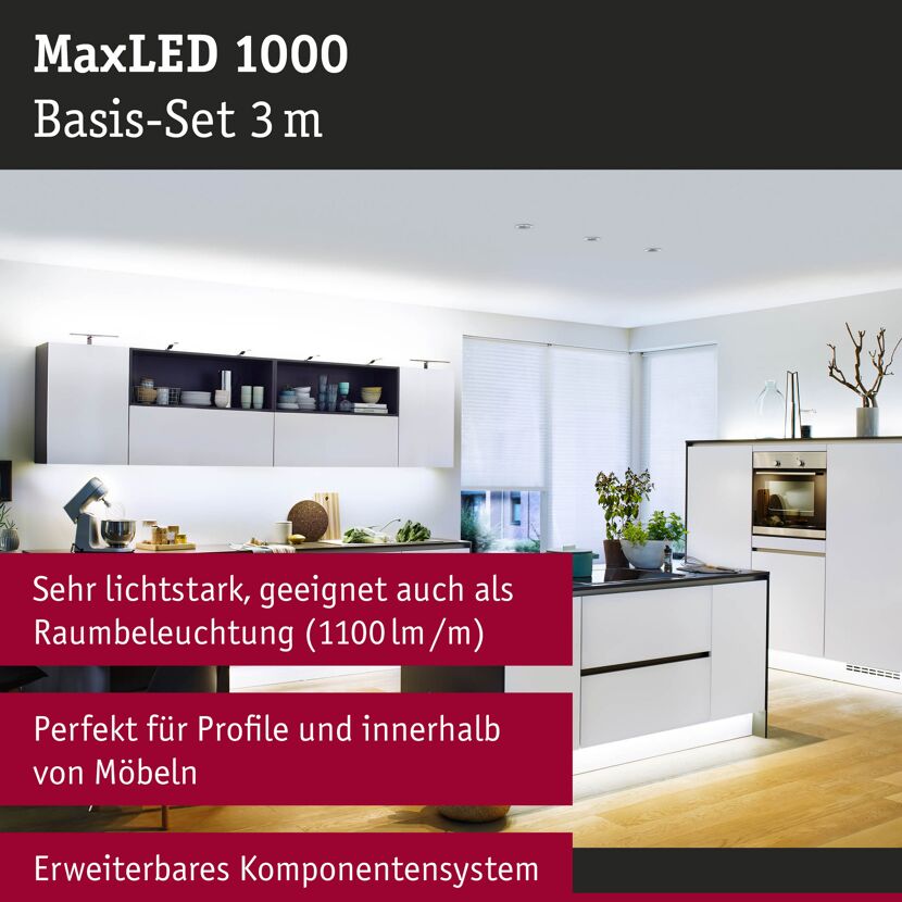 Function MaxLED 1000 Basisset 3m Tageslichtweiß 34 W 230/24 V 60 VA Silber