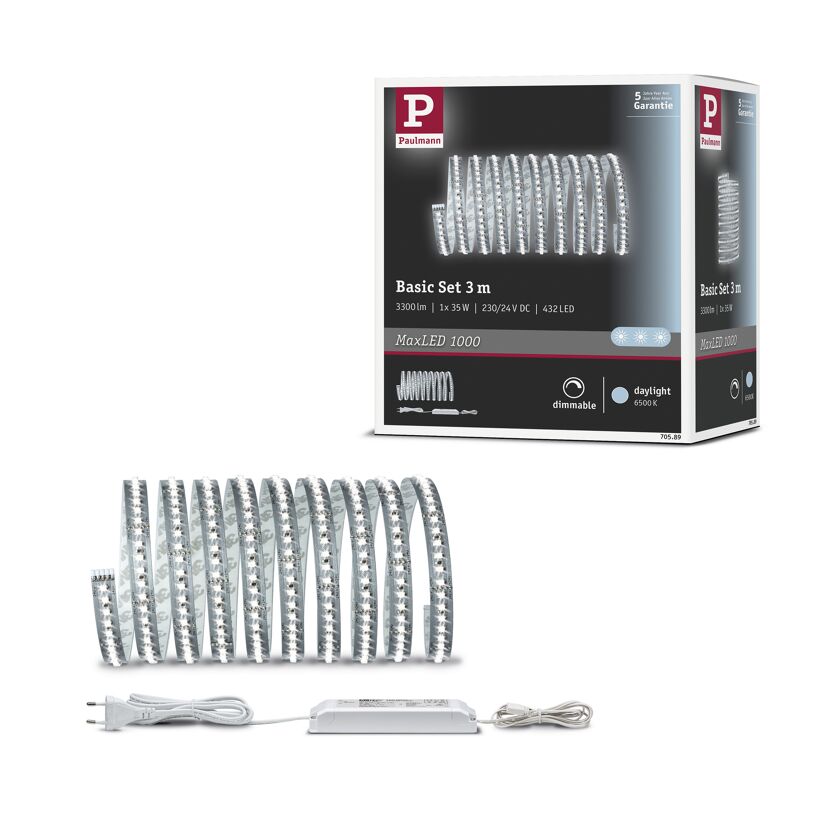 Function MaxLED 1000 Basisset 3m Tageslichtweiß 34 W 230/24 V 60 VA Silber