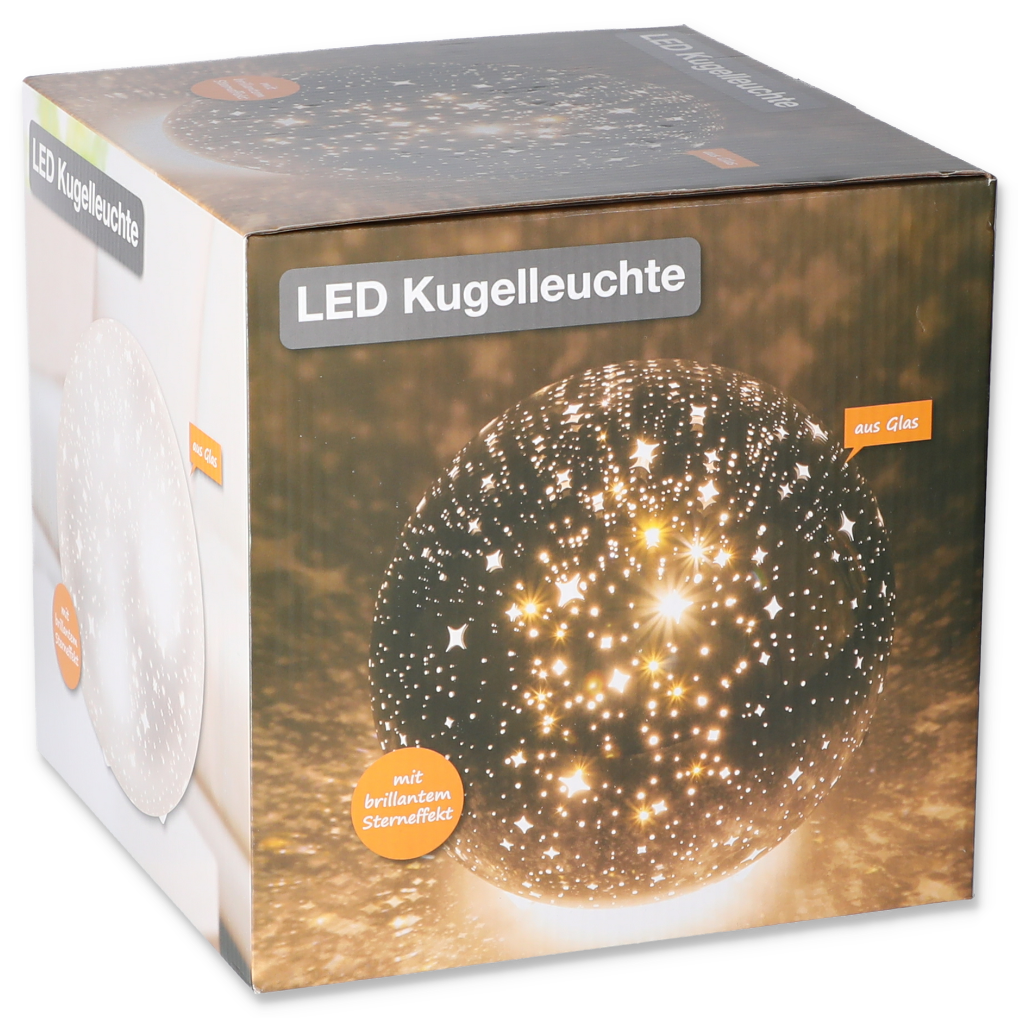 LED-Kugelleuchte mit Sterneneffekt Ø 20 cm silbern + product picture