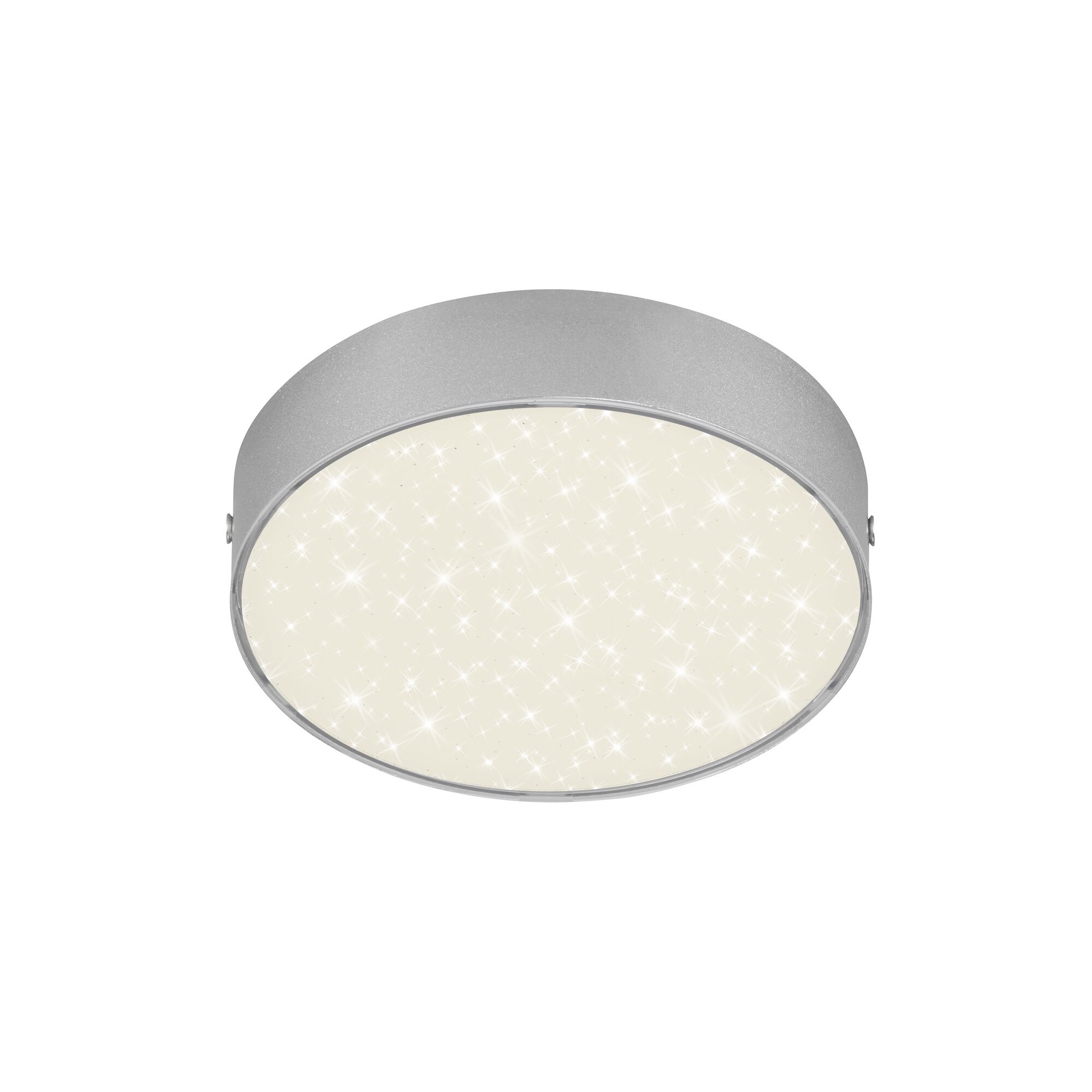 runde LED Deckenleuchte, silberner Rand mit Sternenhimmel
