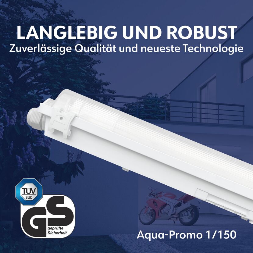 LED-Feuchtraumleuchte 'Aqua-Promo 1/150' grau 20 W 2000 lm