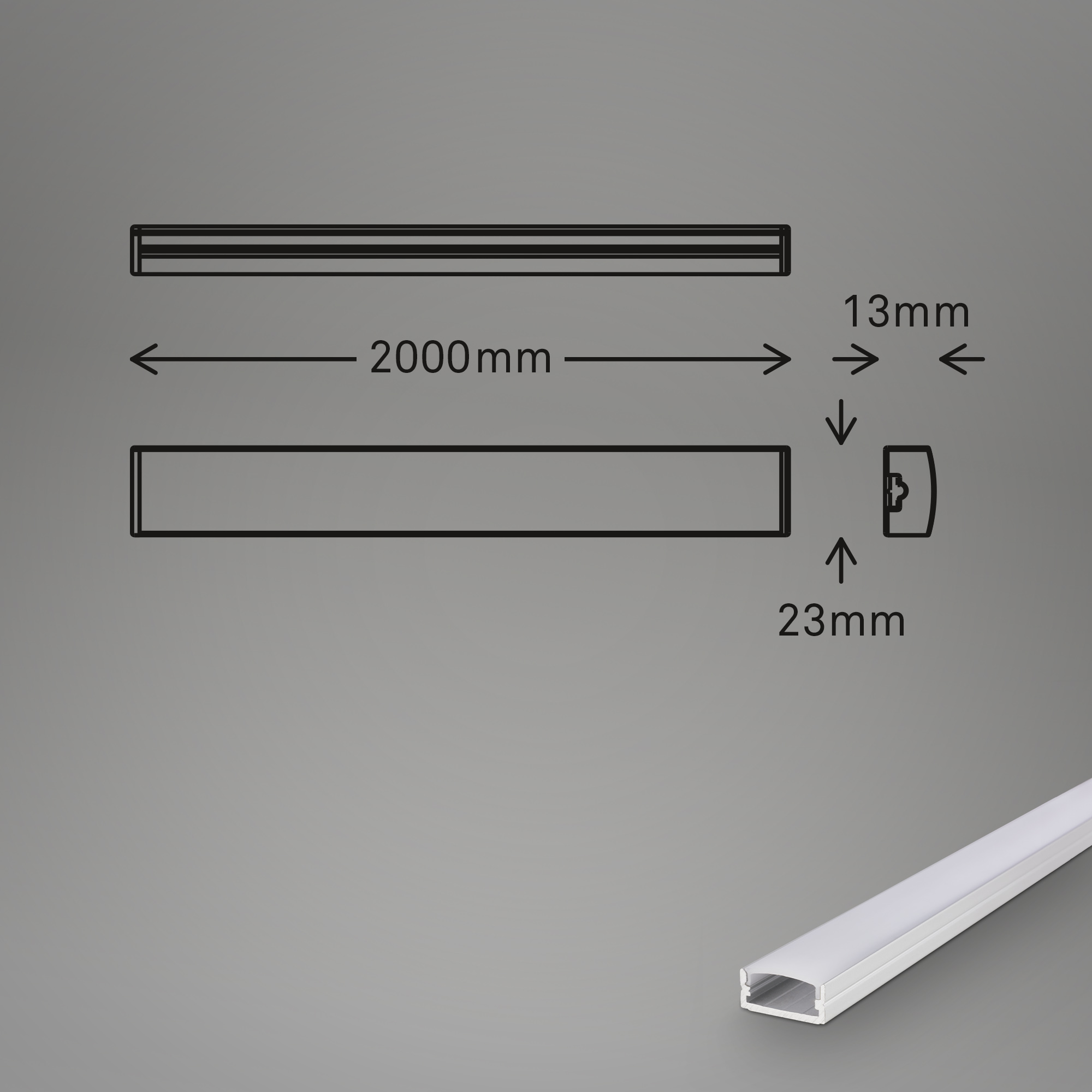Profilleiste 'Light Bar BL7000' aluminiumfarben 2 m