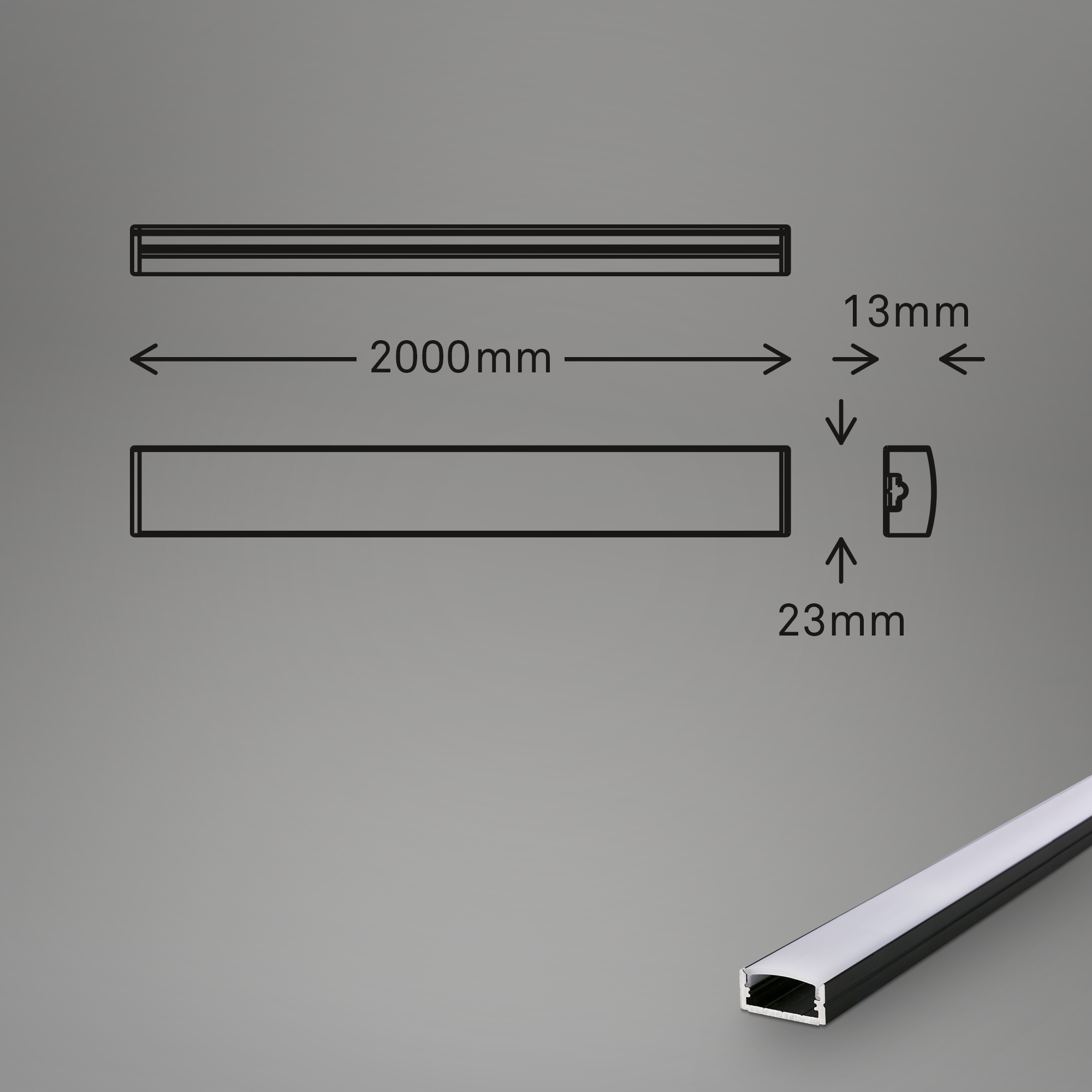 Profilleiste 'Light Bar BL7000' schwarz 2 m