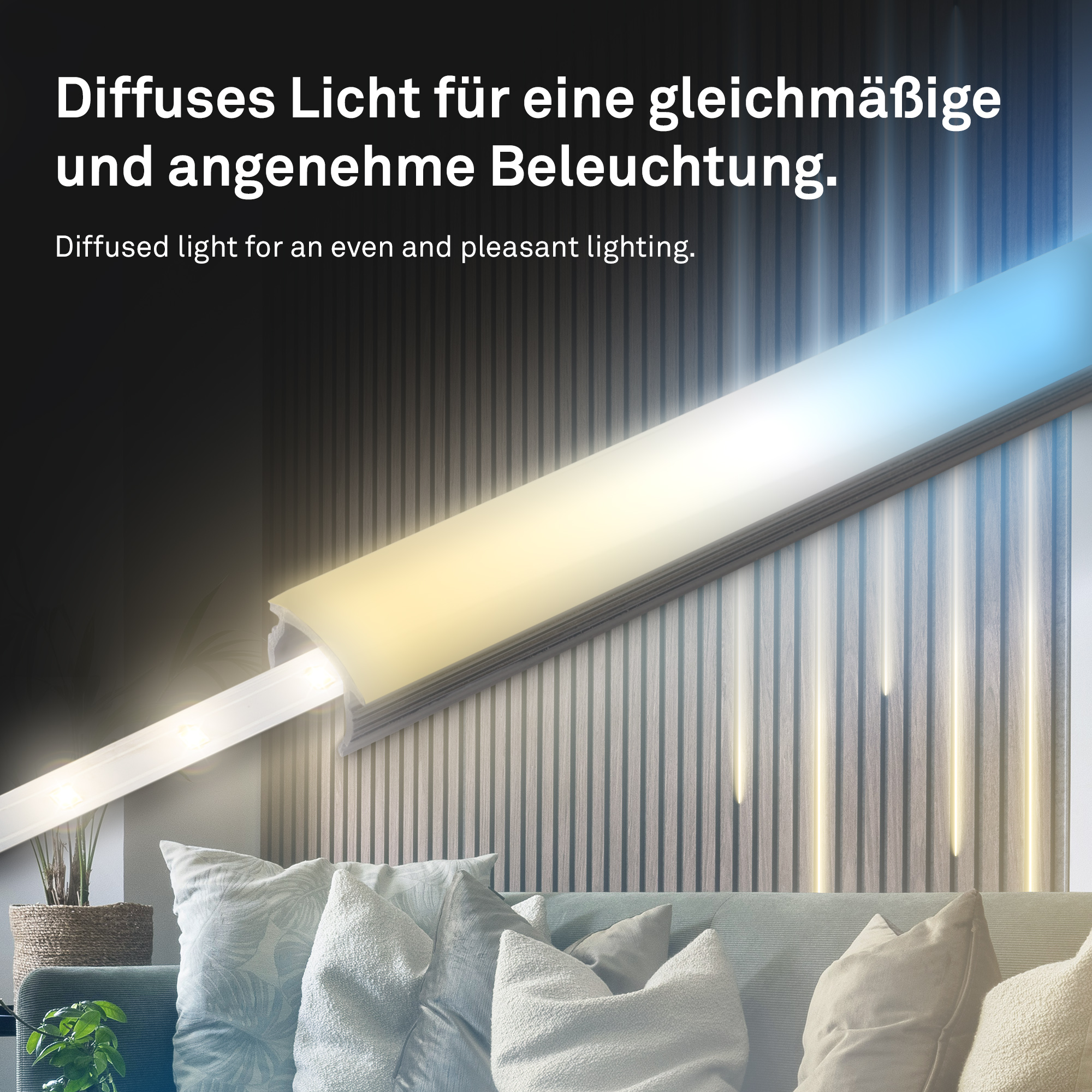 LED Stripe Starter-Set 'Pimp your Panel' CCT 500 lm 3000 K einstellbares weiß 2,6 m 230V mit Fernbedienung geeignet für Akustikpaneele + product picture