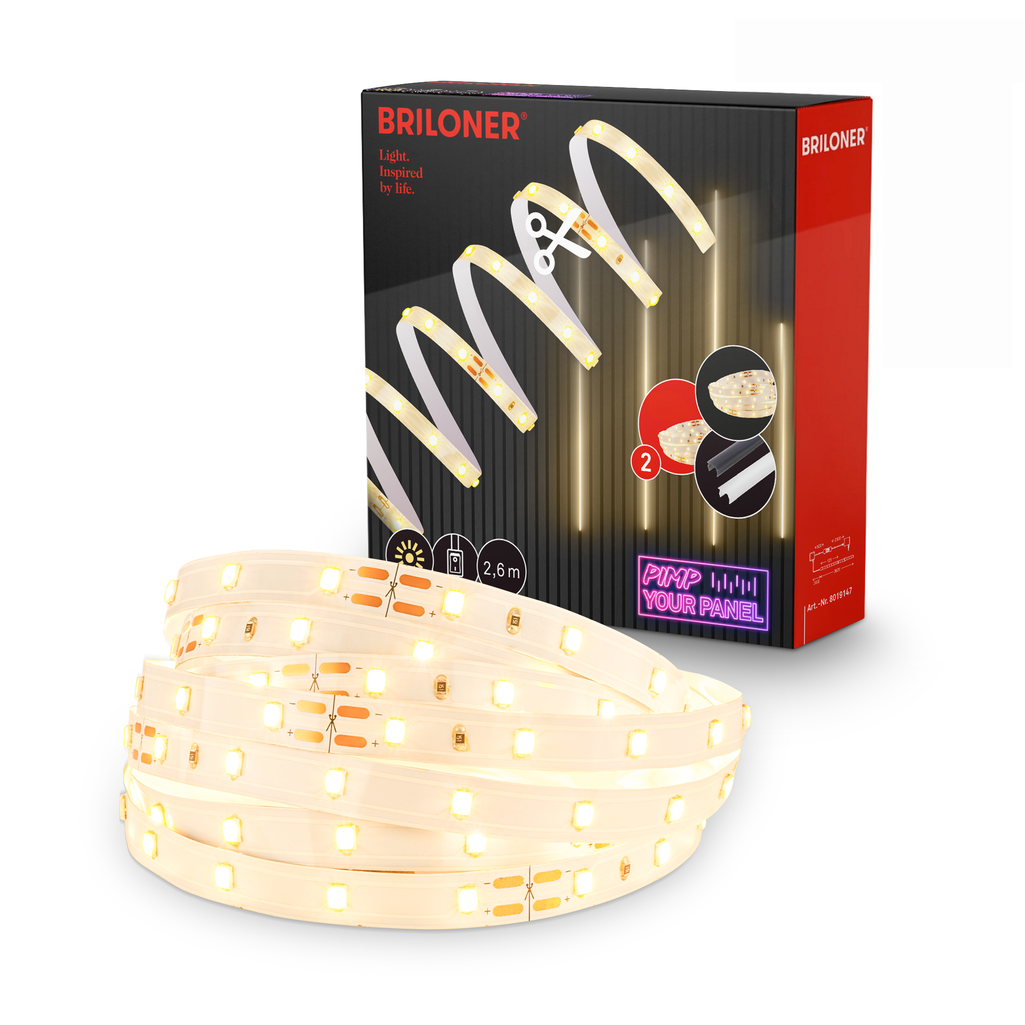 LED Stripe Ergänzungs-Set 'Pimp your Panel' on/off 500 lm 3000 K 2,6 m 230V geeignet für Akustikpaneele + product picture