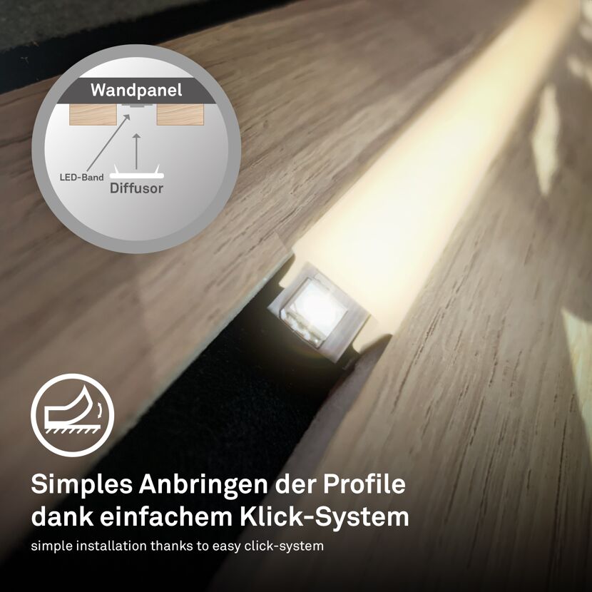 LED-Band Profil mit Klicksystem