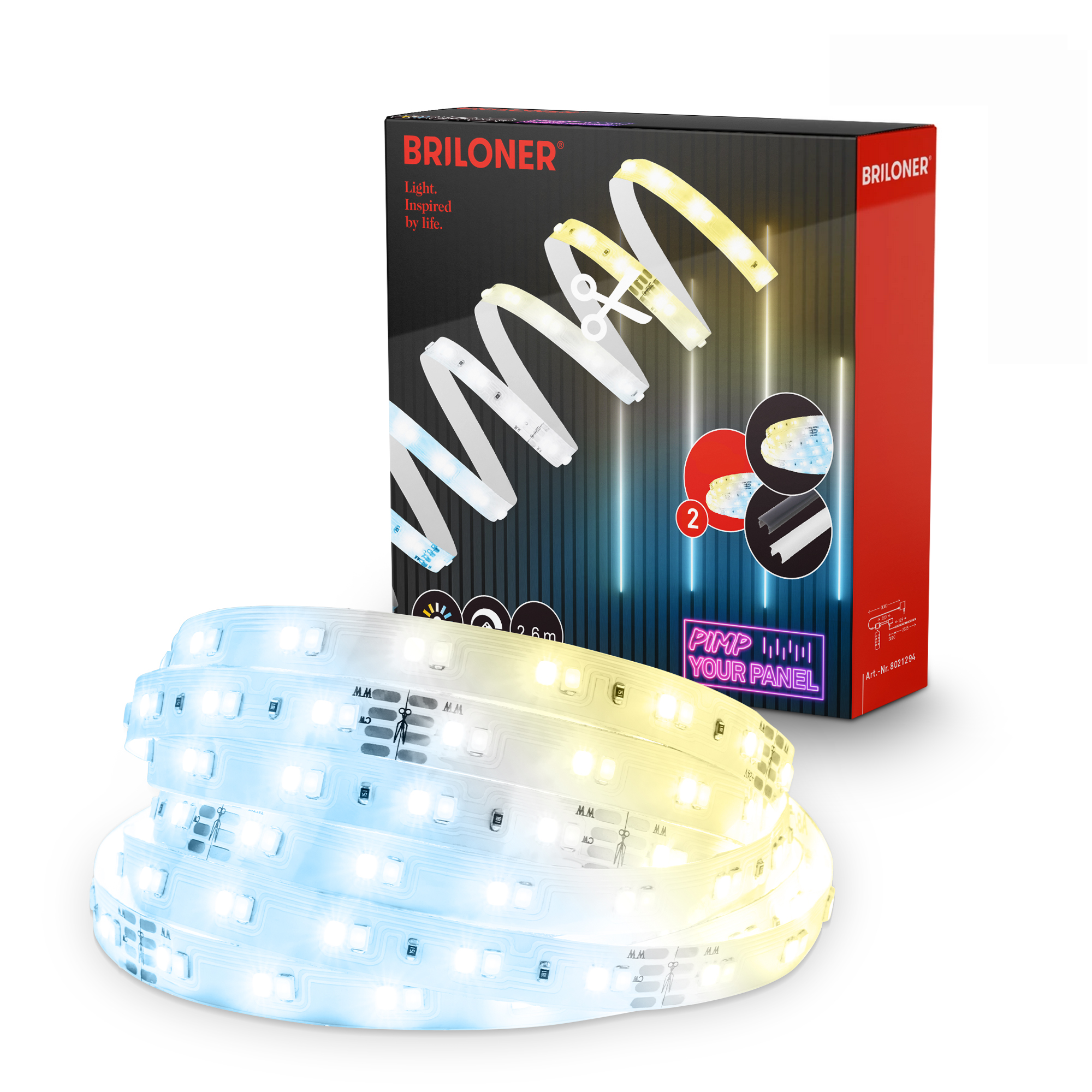 LED Stripe Ergänzungs-Set 'Pimp your Panel' 500 lm 3000 K CCT einstellbares weiß 2,6 m 230V geeignet für Akustikpaneele + product picture