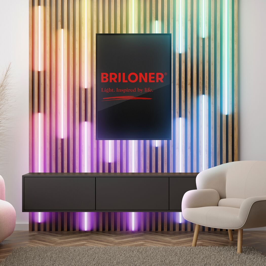 BRILONER Logo an Wand mit LED-Beleuchtung