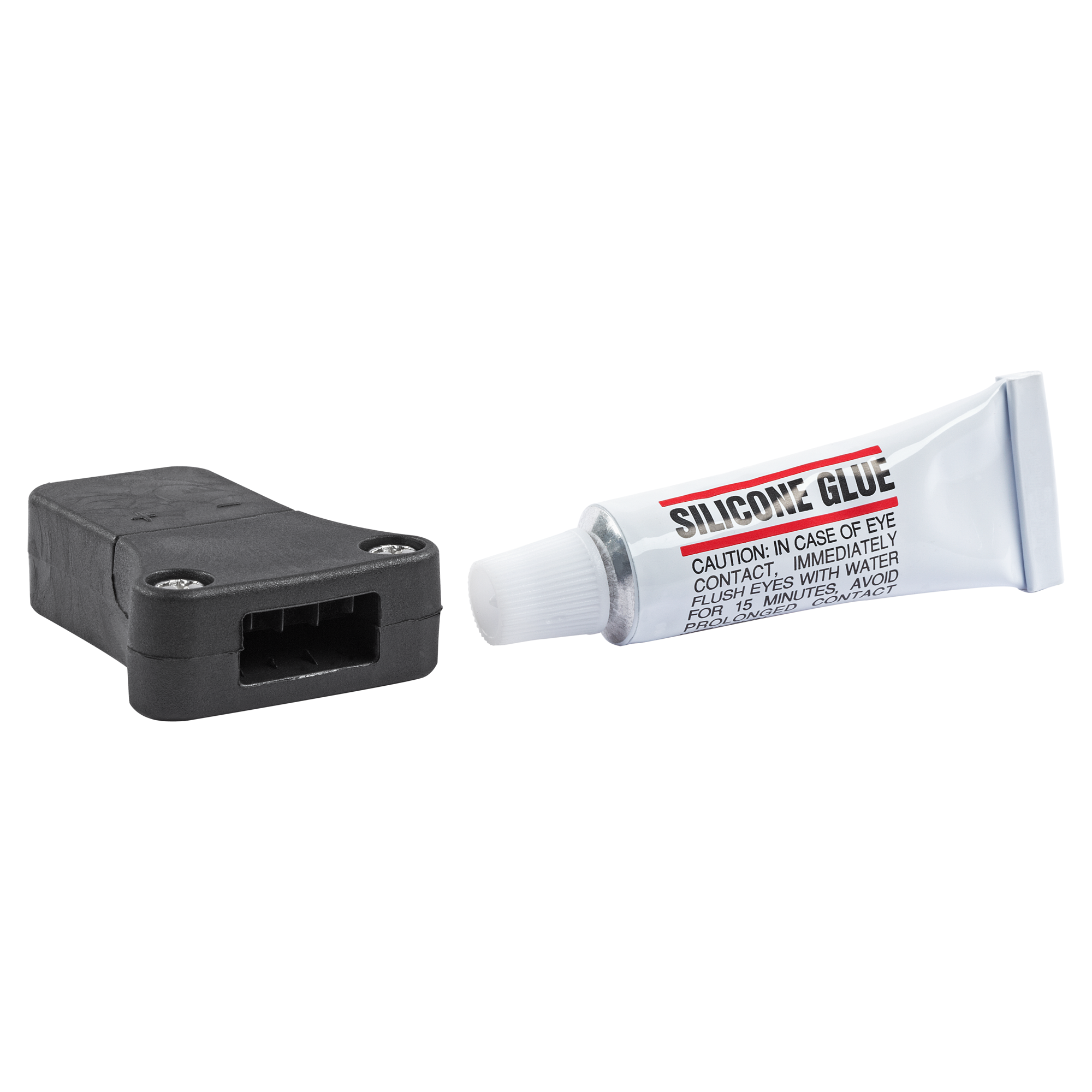 Schwarze Endkappe für LED-Bänder und Silikontubenkleber