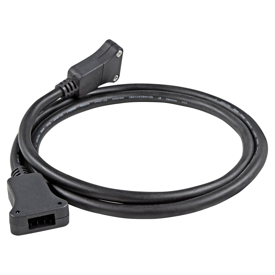 Schwarzes Kabel mit zwei Steckern.