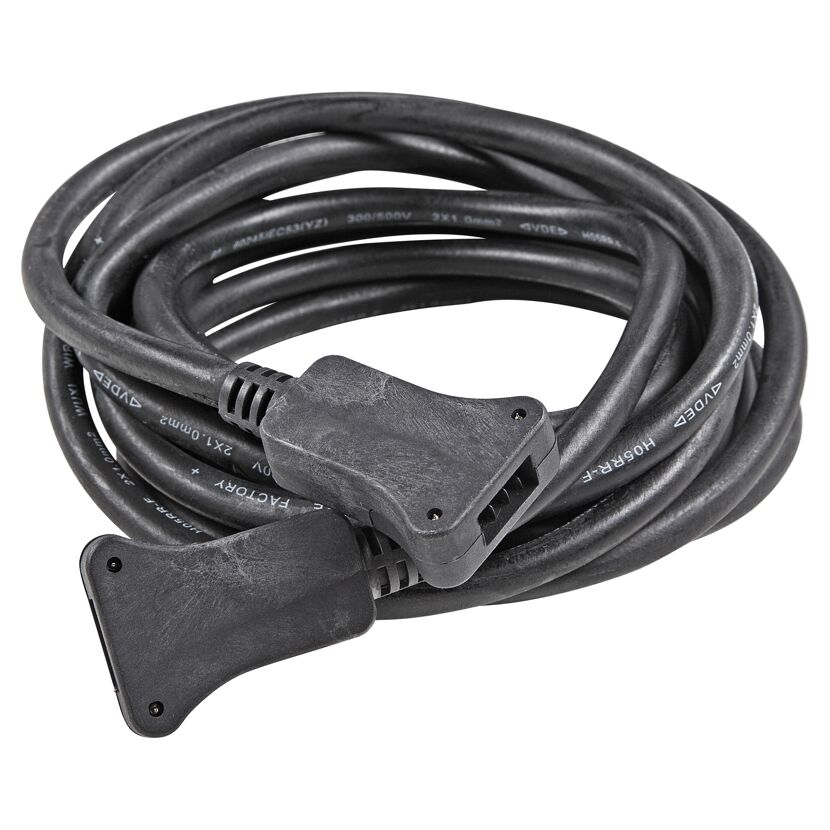 Schwarzes, gerolltes Kabel mit Steckern