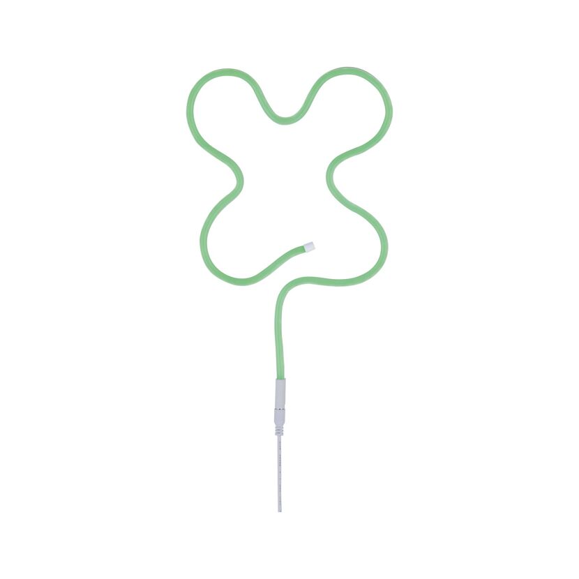Grüner Neon-LED-Streifen in X-Form.