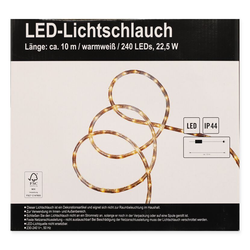 LED-Lichtschlauch, warmweiß, 10 m, 240 LEDs