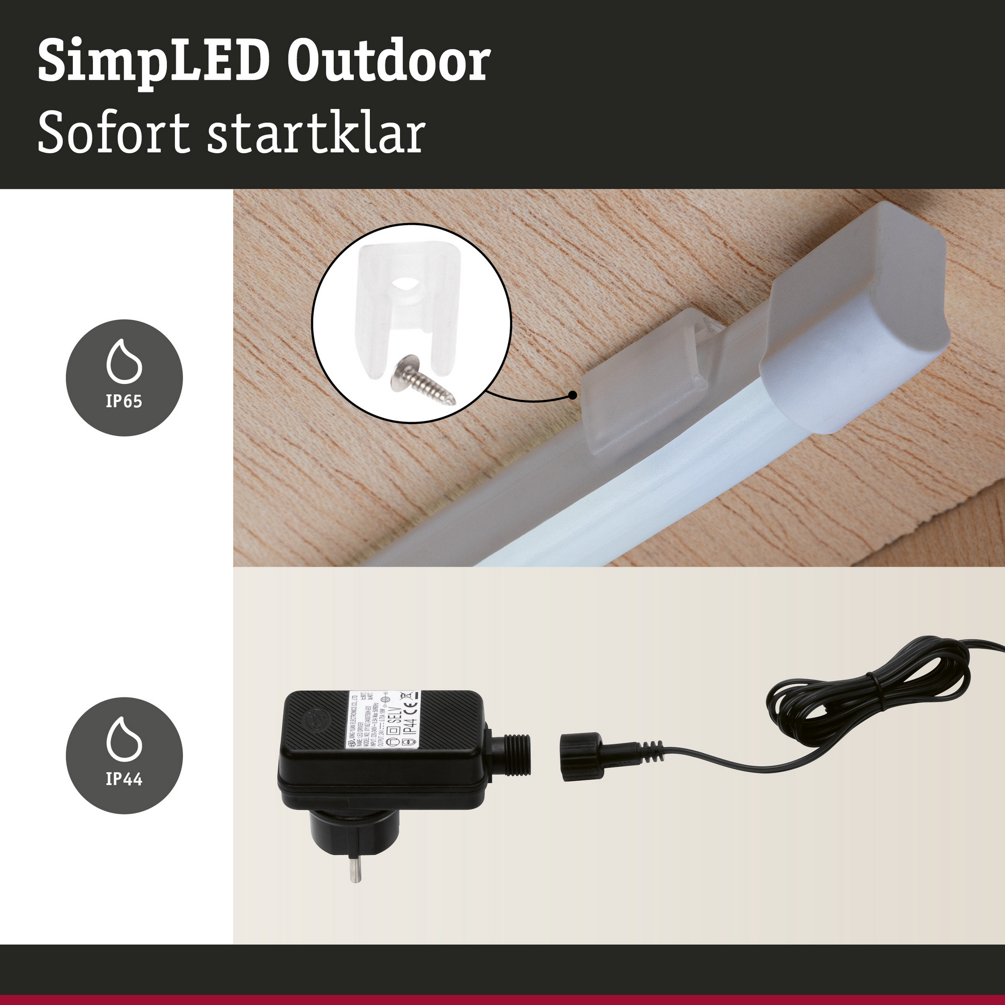 LED-Strip 'SimpLED Outdoor Warmweiß Komplettset' 3 m 12 W Weiß + product picture