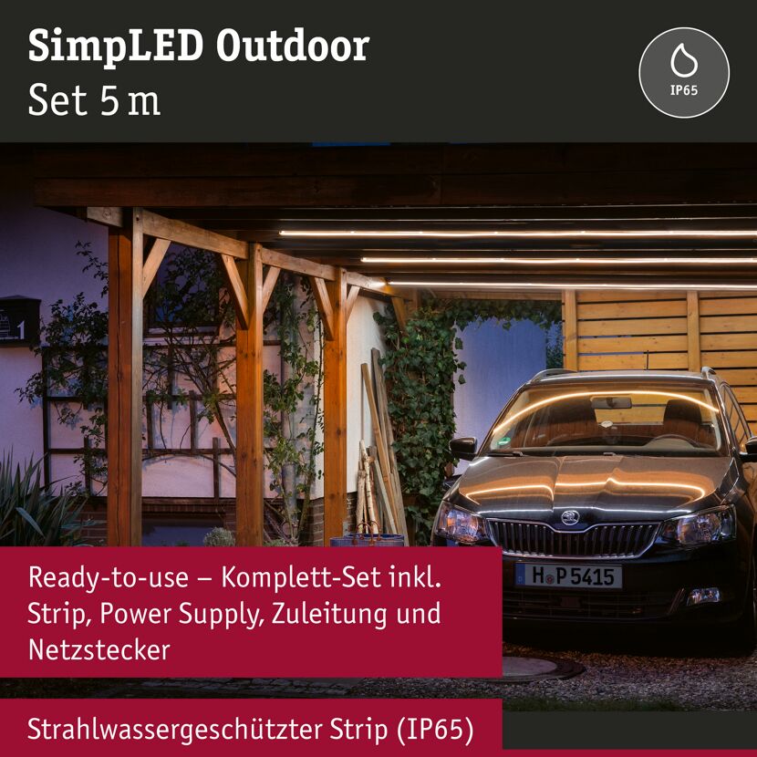 LED-Strip 'SimpLED Outdoor Warmweiß Komplettset' 5 m 20 W Weiß